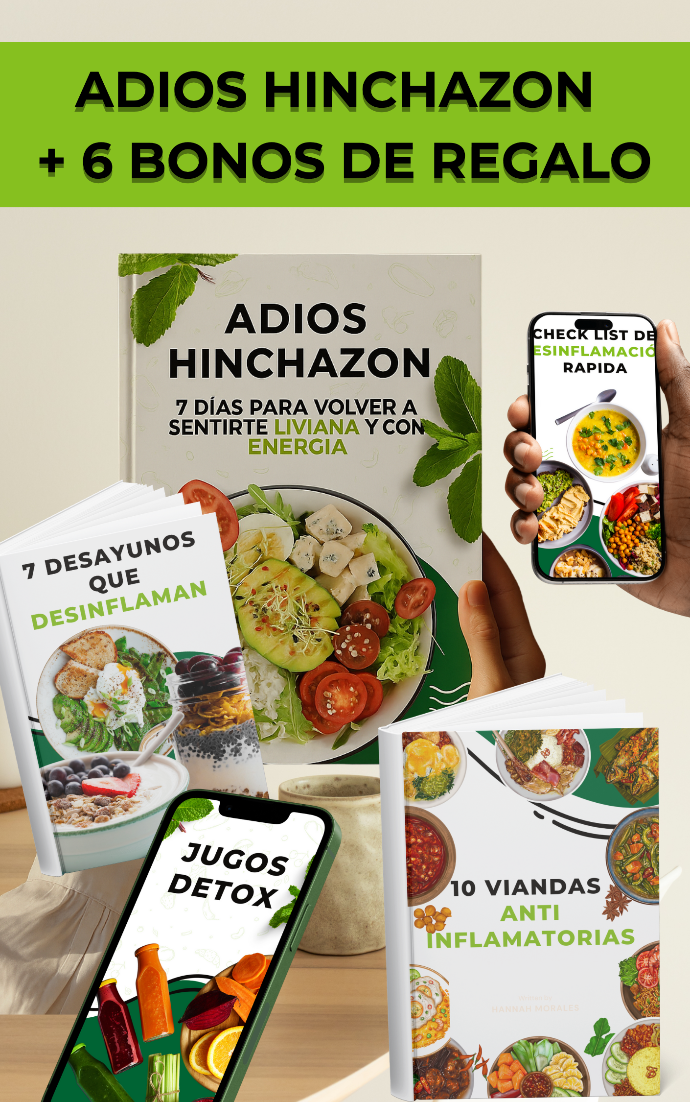 🌿Adiós Hinchazón - Tu guía de 7 días para eliminar la hinchazón, recuperar tu energía y tu vida..