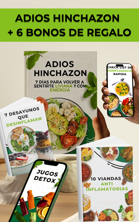 🌿Adiós Hinchazón - Tu guía de 7 días para eliminar la hinchazón, recuperar tu energía y tu vida..
